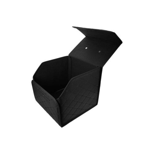 Organizator portbagaj auto Premium din piele ecologica negru cu cusatura neagra 40x30x30 cm Cod: RAZ453