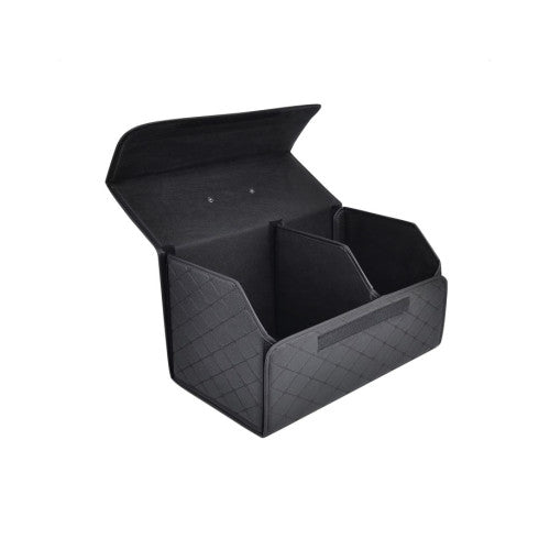 Organizator portbagaj auto Premium din piele ecologica negru cu cusatura neagra 55x30x30 cm Cod: RAZ451