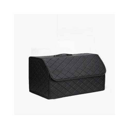 Organizator portbagaj auto Premium din piele ecologica negru cu cusatura neagra 55x30x30 cm Cod: RAZ451