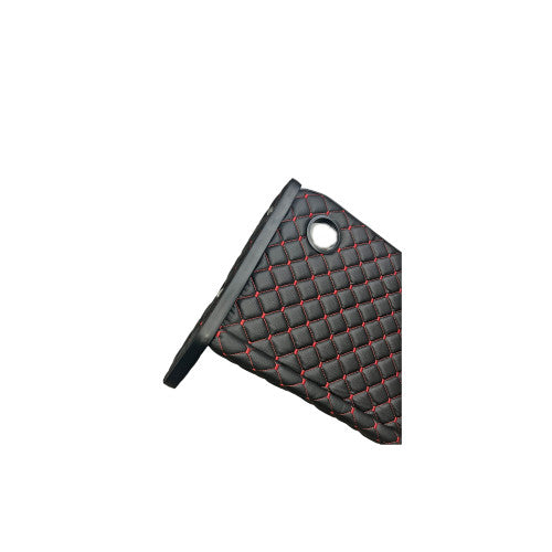 Masa de bord cu 2 suporti pentru pahare ,piele ecologica culoare Negru cusatura Rosie compatibila Ford Transit 2014-2024